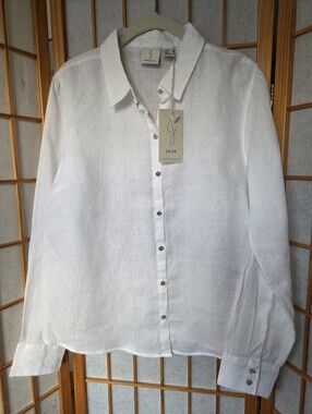 NWT WOMENS JOIE WHITE 100% LINEN SHIRT/BLOUSE BUTTONS DOWN SIZE SMALL